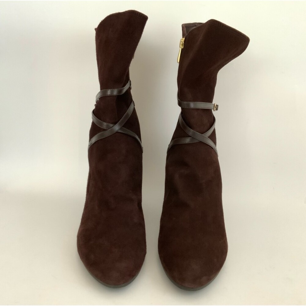Isaac Mizrahi Live Mid-calf Suede Boots Brown 10 - Picture 4 of 16